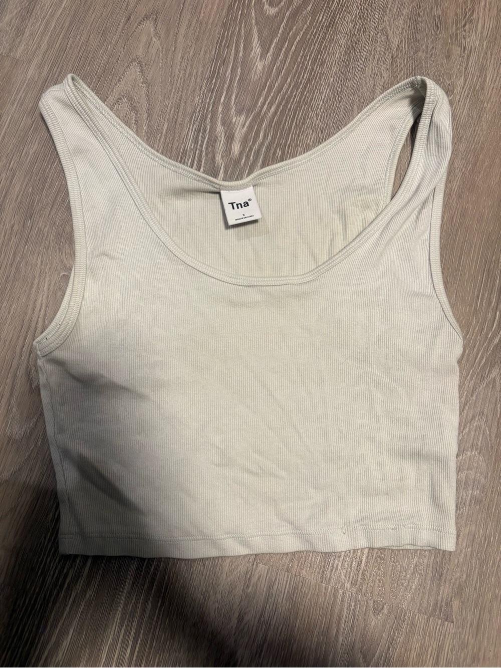 TNA Ribbed Crop Tank in Light gray
